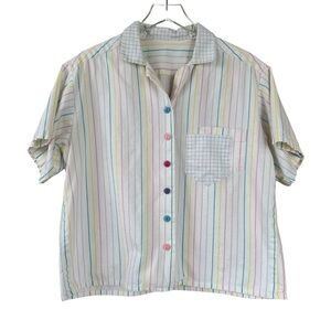 VINTAGE 80’s Short Sleeve Button-Up Top
